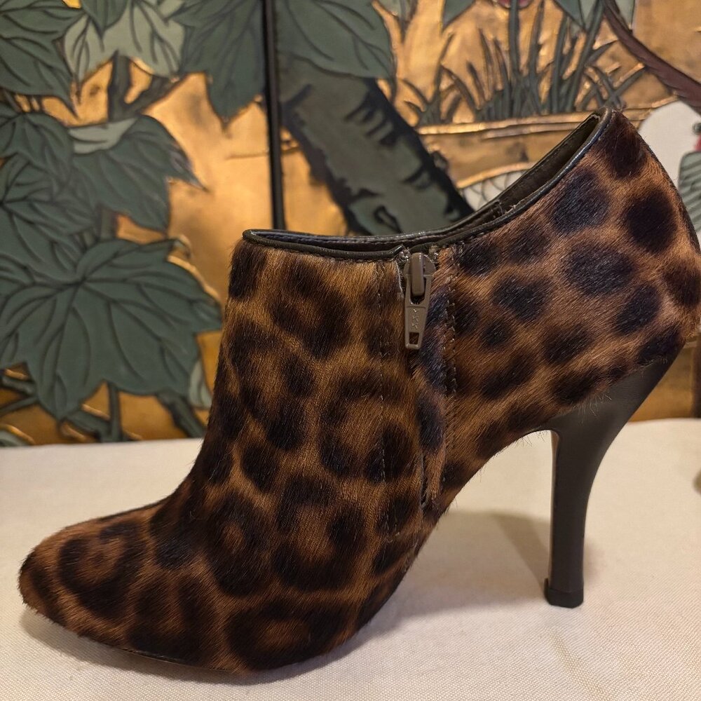Leopard cowhide booties